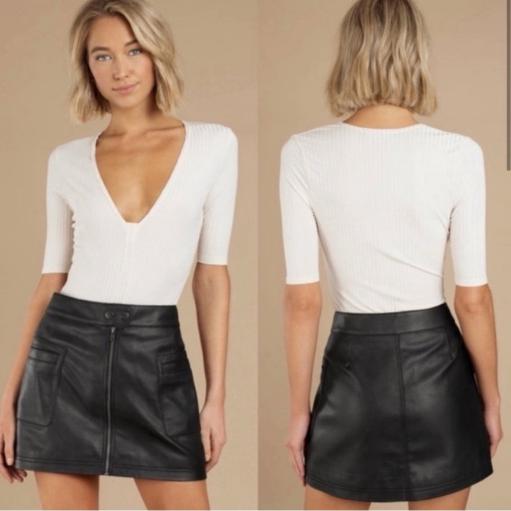 Free People High A-Line Black Vegan Leather Skirt
